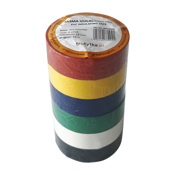 Taśma izolacyjna PVC, 18 mm x 10 m, mix 6 kolorów