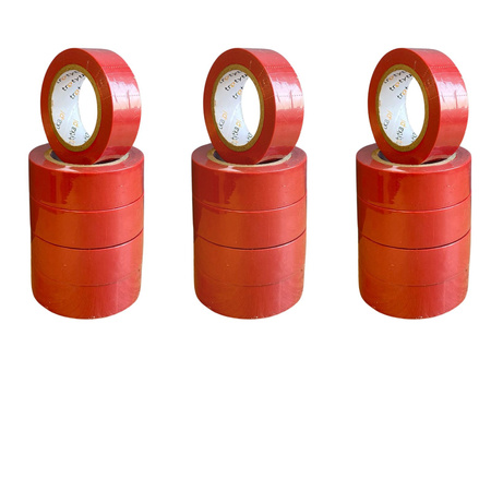 Zestaw Taśm izolacyjnych PVC, 18 mm x 10 m, 15 sztuk, czerwony