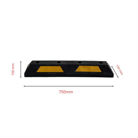 Odbojnik parkingowy gumowy, 750 mm x 150 mm x 100 mm