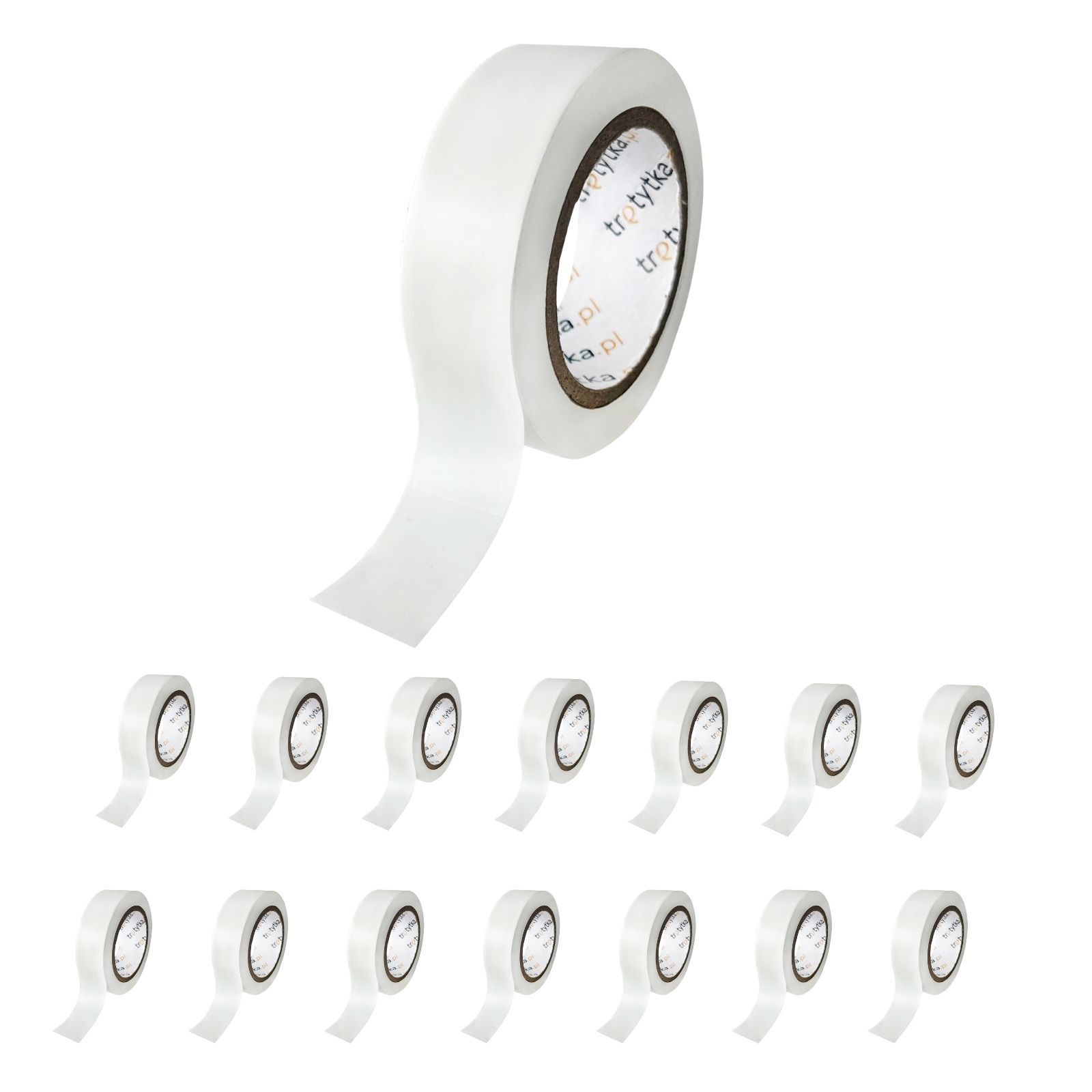 Zestaw Taśm izolacyjnych PVC, 18 mm x 10 m, 15 sztuk, biały
