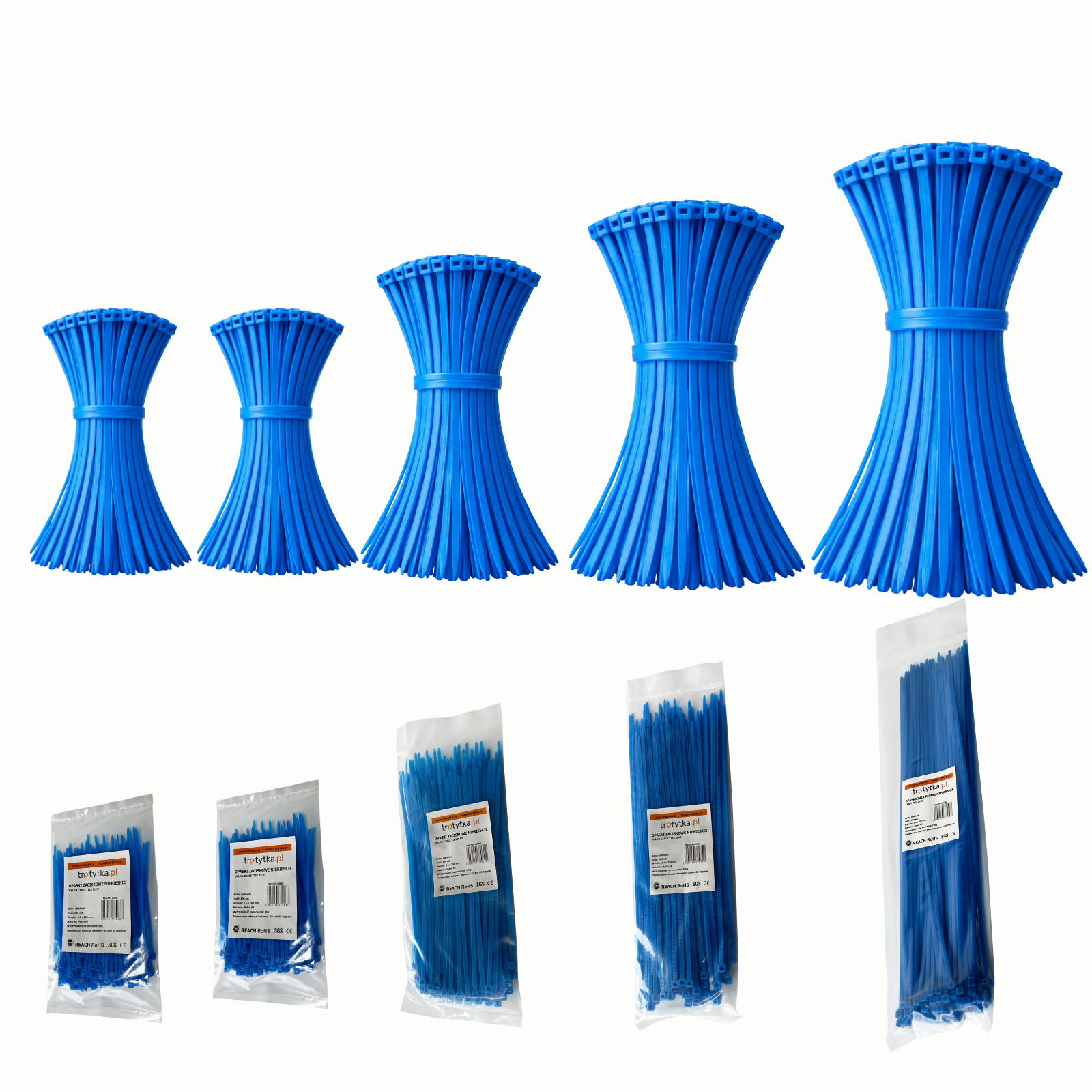 Zestaw opaski zaciskowe kablowe 2,5 - 3,6 mm niebieskie 500 szt. 100 szt.