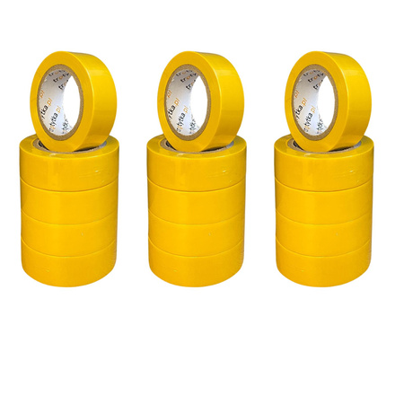 Zestaw Taśm izolacyjnych PVC, 18 mm x 10 m, 15 sztuk, żółty