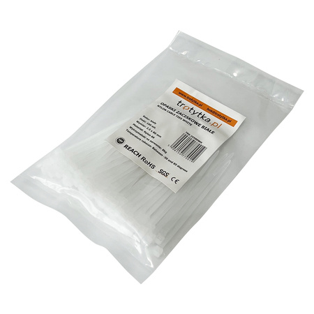 Opaski zaciskowe Opaski Kablowe Trytytki białe UV 2,5 x 80 mm 100 szt.