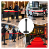 Słupek hotelowy 900 mm x 350 mm czarny z czerwoną taśmą, 2 m