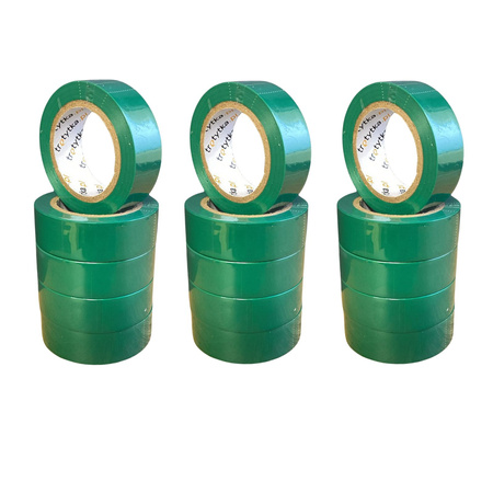 Zestaw Taśm izolacyjnych PVC, 18 mm x 10 m, 15 sztuk, zielony