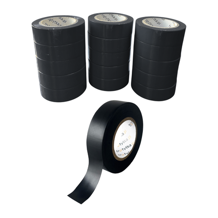 Zestaw Taśm izolacyjnych PVC, 18 mm x 20 m, 15 sztuk, czarny