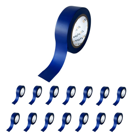 Zestaw Taśm izolacyjnych PVC, 18 mm x 10 m, 15 sztuk, niebieski