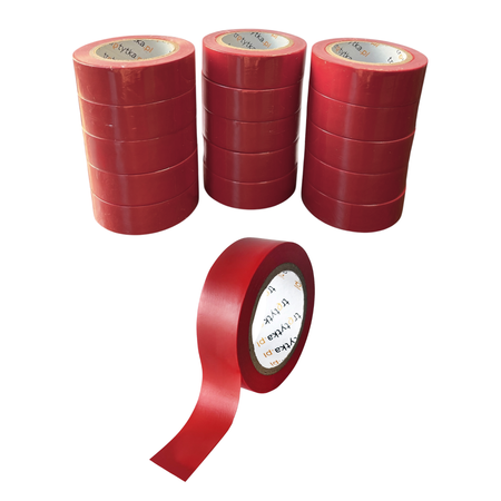 Zestaw Taśm izolacyjnych PVC, 18 mm x 10 m, 15 sztuk, czerwony