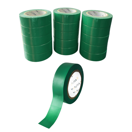 Zestaw Taśm izolacyjnych PVC, 18 mm x 10 m, 15 sztuk, zielony