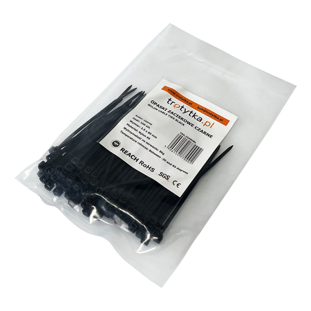 Opaski zaciskowe czarne 2,5 × 80 mm – 100 szt.