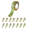 Zestaw Taśm izolacyjnych PVC, 18 mm x 10 m, 15 sztuk, zółty/zielony