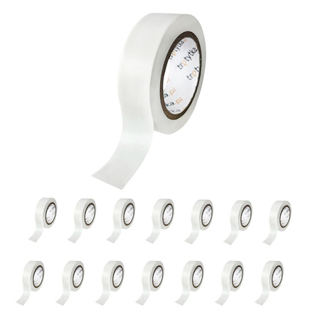Zestaw Taśm izolacyjnych PVC, 18 mm x 10 m, 15 sztuk, biały