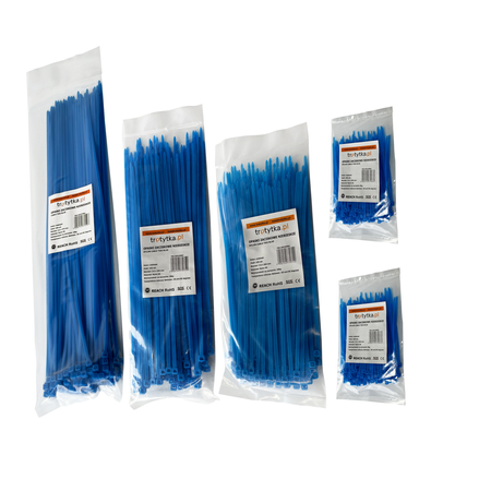 Zestaw opaski zaciskowe kablowe 2,5 - 3,6 mm niebieskie 500 szt.