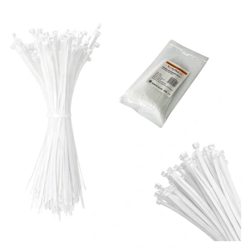 Opaski zaciskowe Opaski Kablowe Trytytki białe UV 2,5 x 80 mm 100 szt.