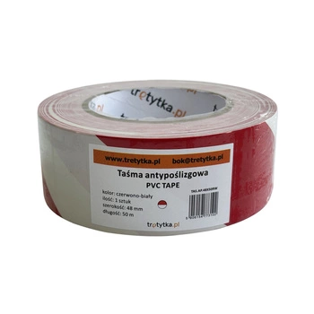 Taśma antypoślizgowa PVC, 48 mm X 50 m czerwony/biały