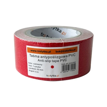Taśma antypoślizgowa PVC, 50 mm x 5m, czerwony