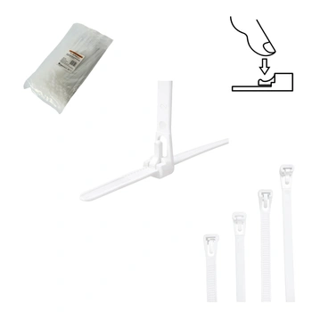 Opaski zaciskowe Opaski Kablowe WIELOKROTNEGO użytku Tretytka UV 7,2 x 200 mm, biały