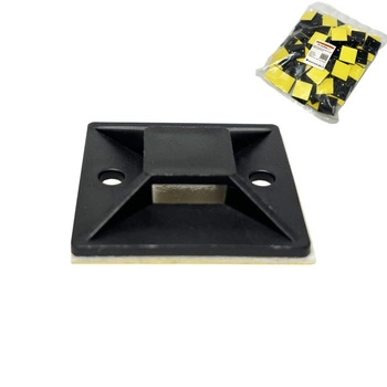 Uchwyt do opasek zaciskowych  40x40 mm, czarny - 100 szt 